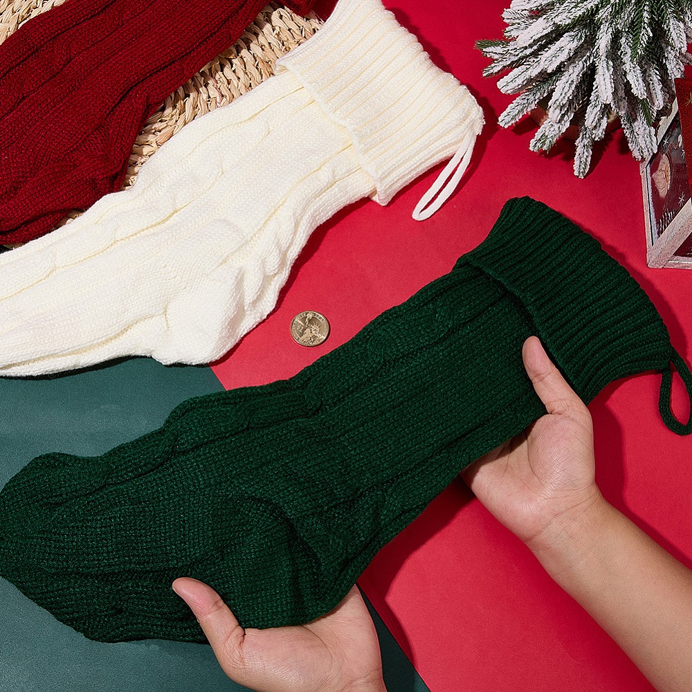 3Pcs 3 Colors Knitted Acrylic  – Christmas Stocking Hanging recenzja i cena