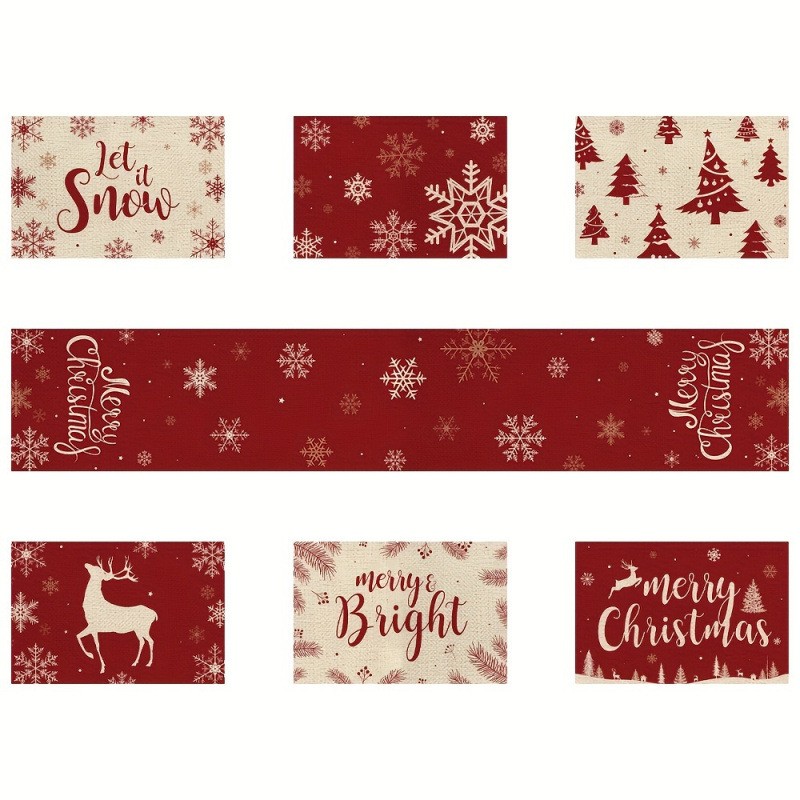 7-Piece Christmas Placemat and – Christmas Table Runner recenzja i cena