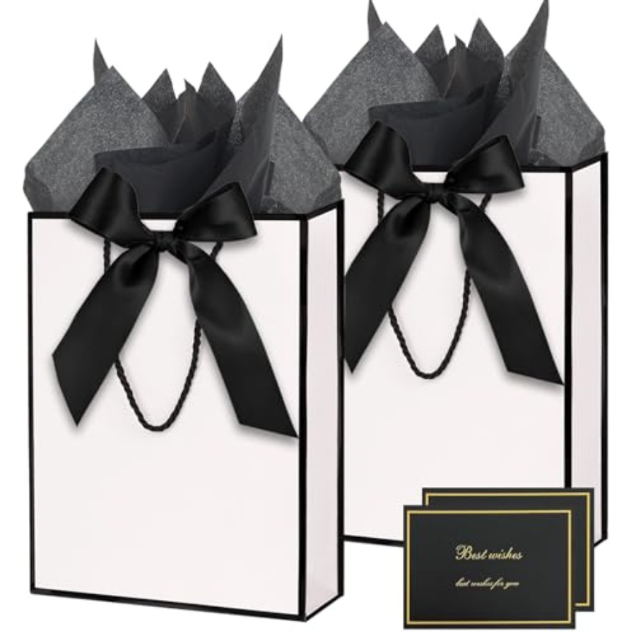 Gift Bags for Presents, 2 Pack – Ribbon Bow Gift recenzja i cena