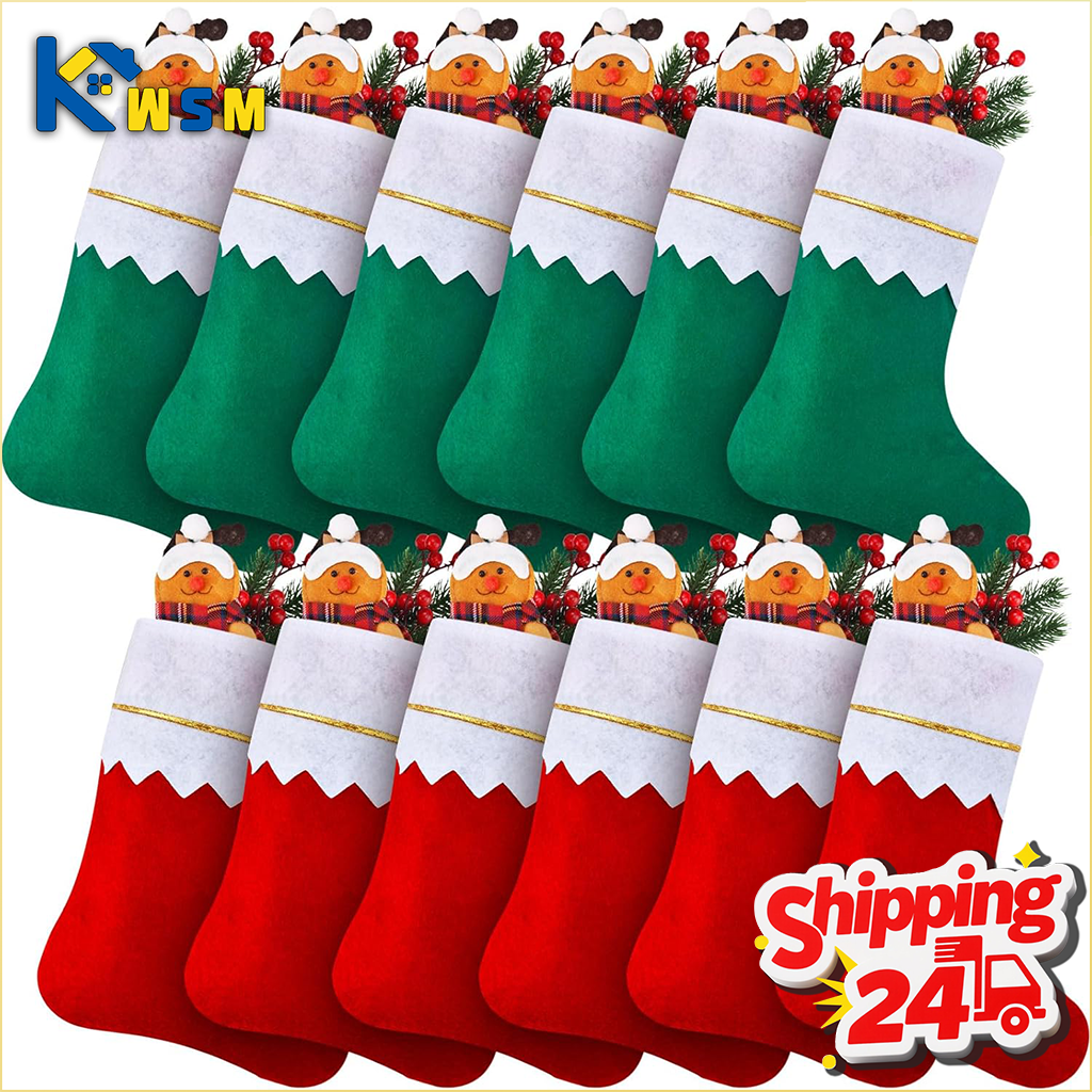 Double Sided Gold Trim Christm – Christmas Stocking Hanging recenzja i cena