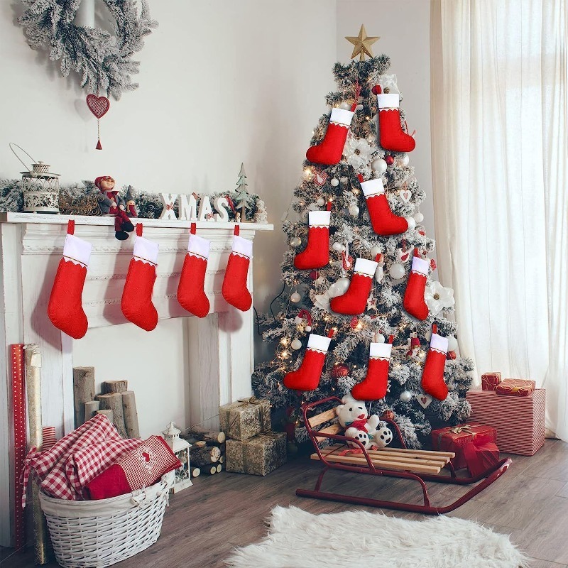 Double Sided Gold Trim Christm – Christmas Stocking Hanging recenzja i cena