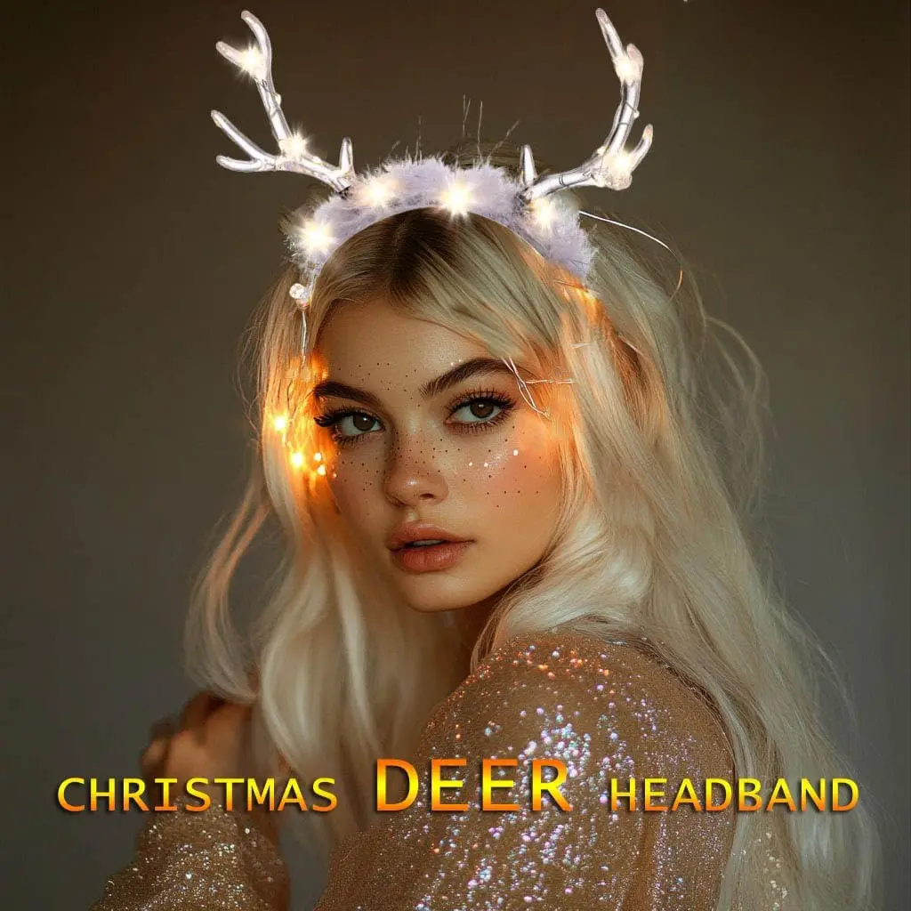 Glowing Clear Christmas Deer F – Reindeer Antlers Headband recenzja i cena