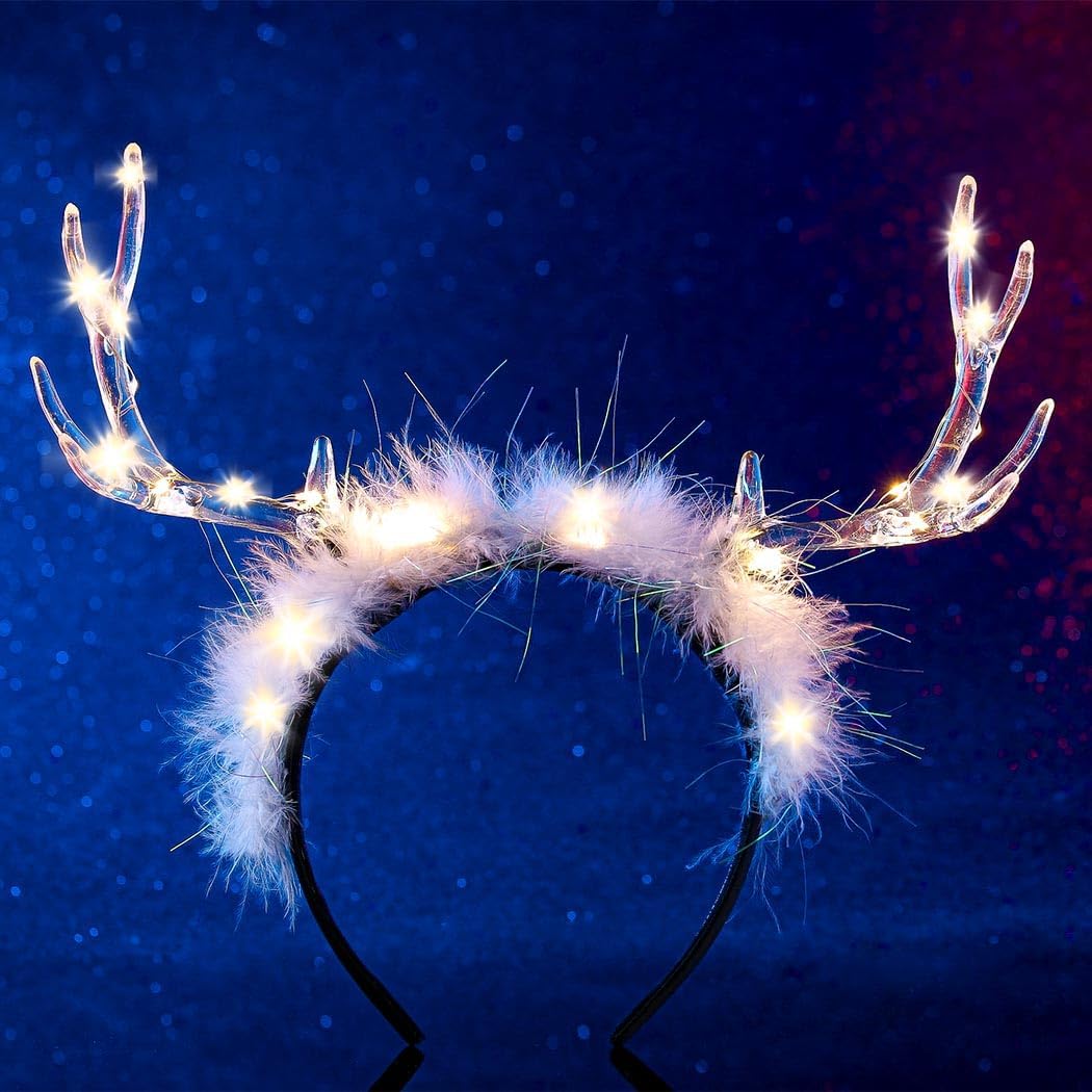 Glowing Clear Christmas Deer F – Reindeer Antlers Headband recenzja i cena