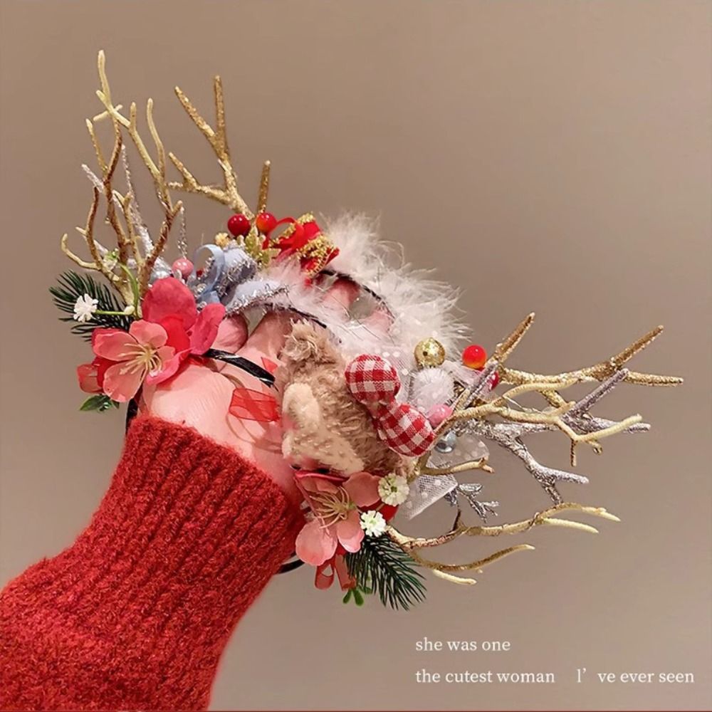 Plush LED Christmas Headband G – Reindeer Antlers Headband recenzja i cena