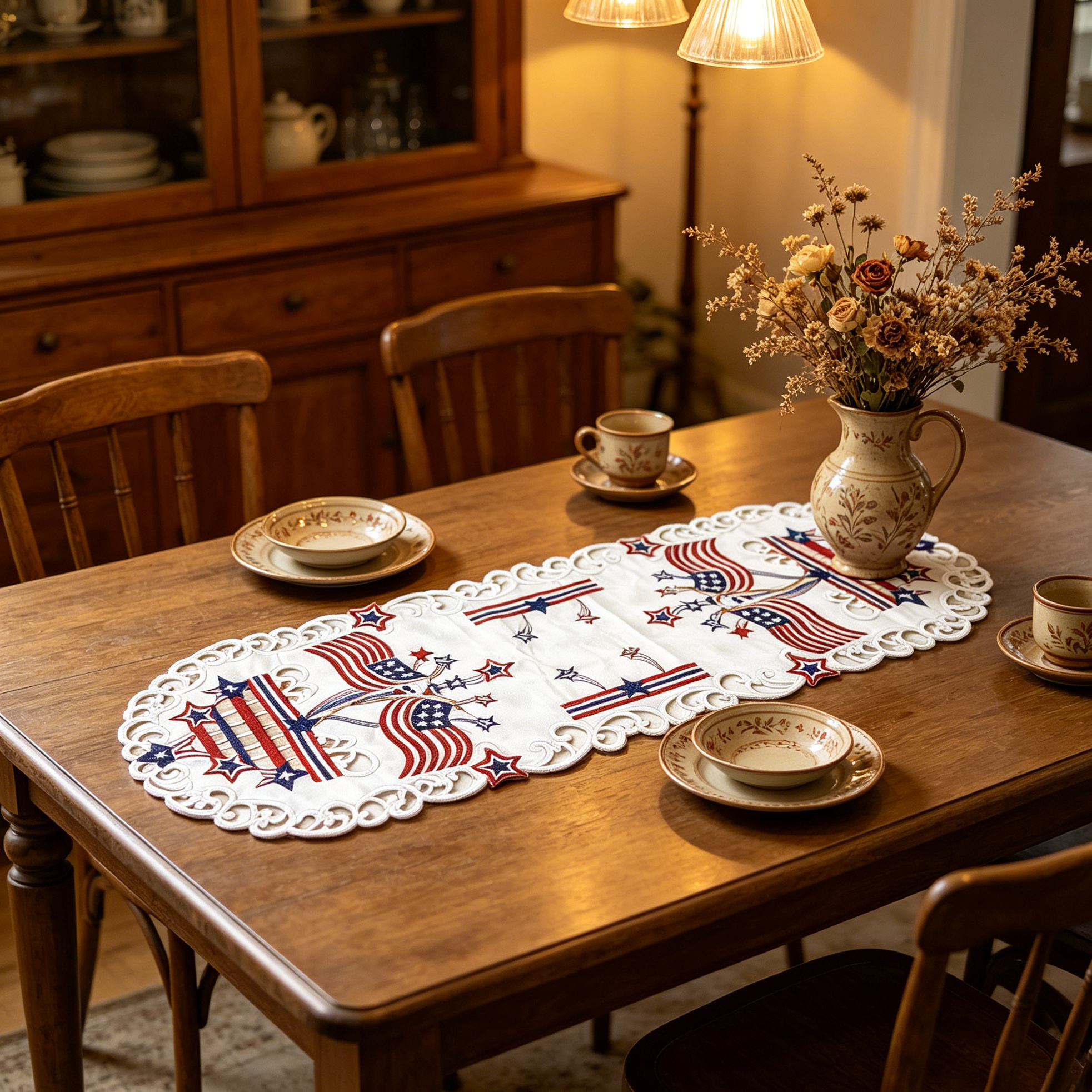 USA Independence Day Flag Embr – Christmas Table Runner recenzja i cena