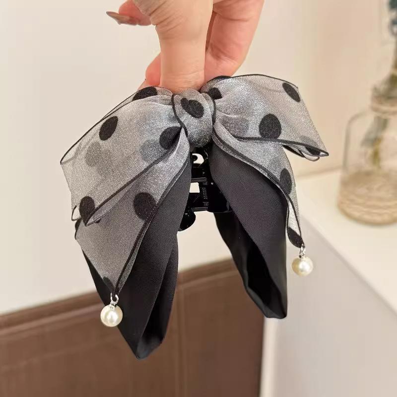 Elegant Gray Polka Dot Bow Hai – Ribbon Bow Gift recenzja i cena